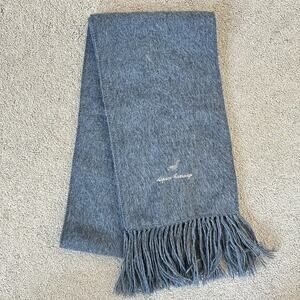 Alpaca Camargo Gray Brushed Alpaca Wool Scarf Fringe Soft Peru 63x9